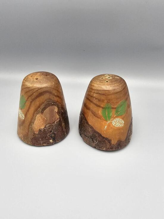 Other - Rustic Wooden Pinecone Salt and Pepper Shakers